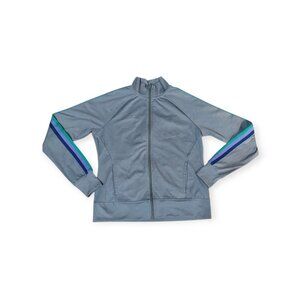 Athletic Works Women's Soft Gray Full Zip Mock Neck Jacket With Thumb Holes Sz M